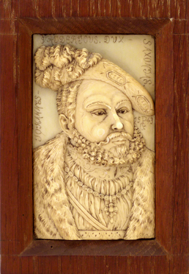 German carved ivory relief portrait of Johannes Fredericus Dux Saxonias , late 19th century, after