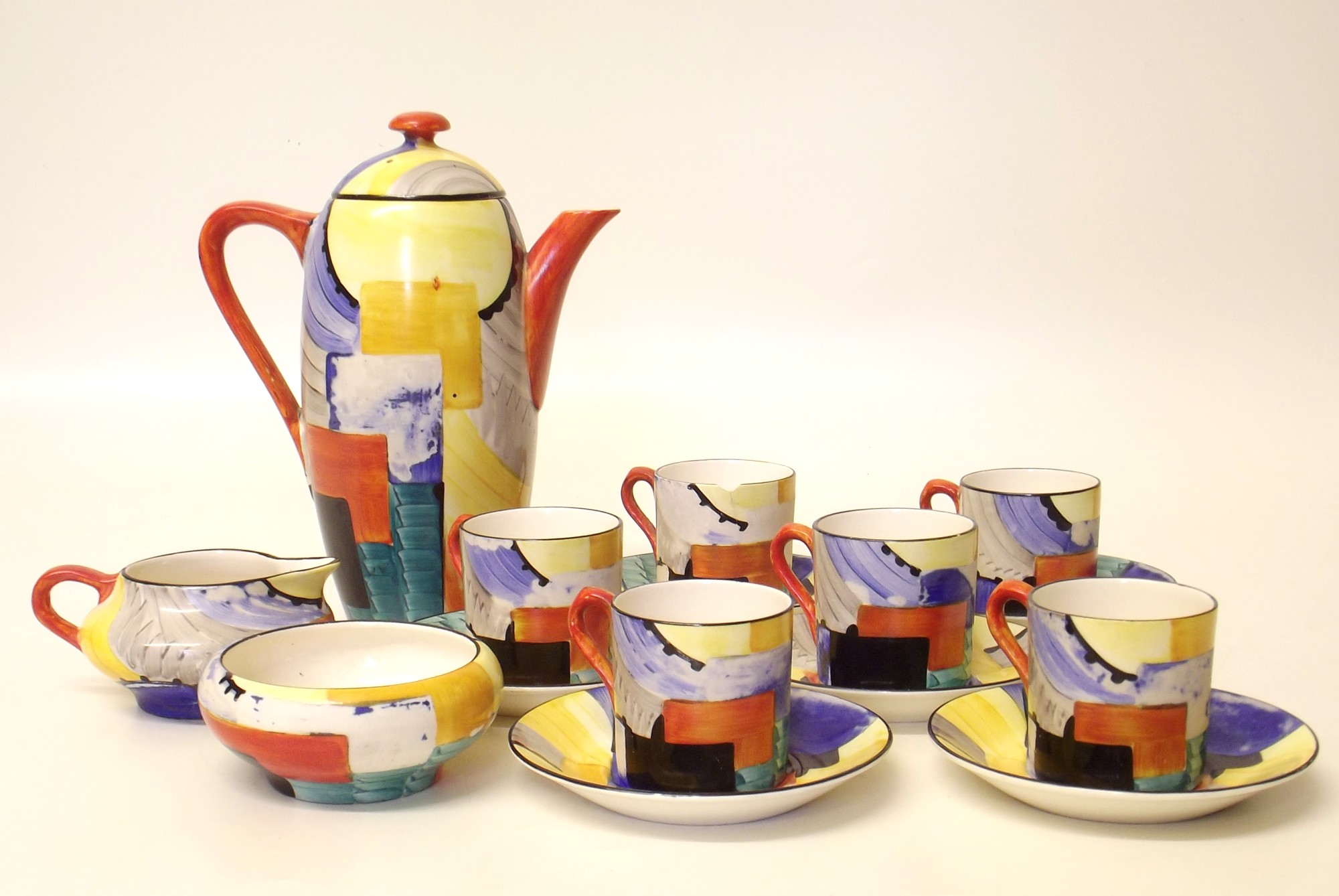 A Susie Cooper for Grays Pottery "Cubist" 15 peice coffee service