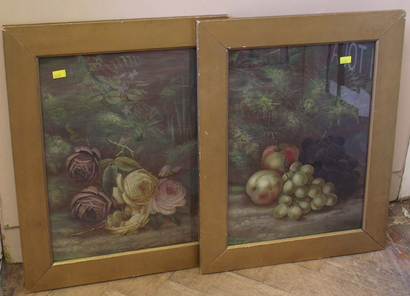 Edwin Steele, 19th/20th century, Floral still life studies, signed, oil on board, a pair, 36.5 x