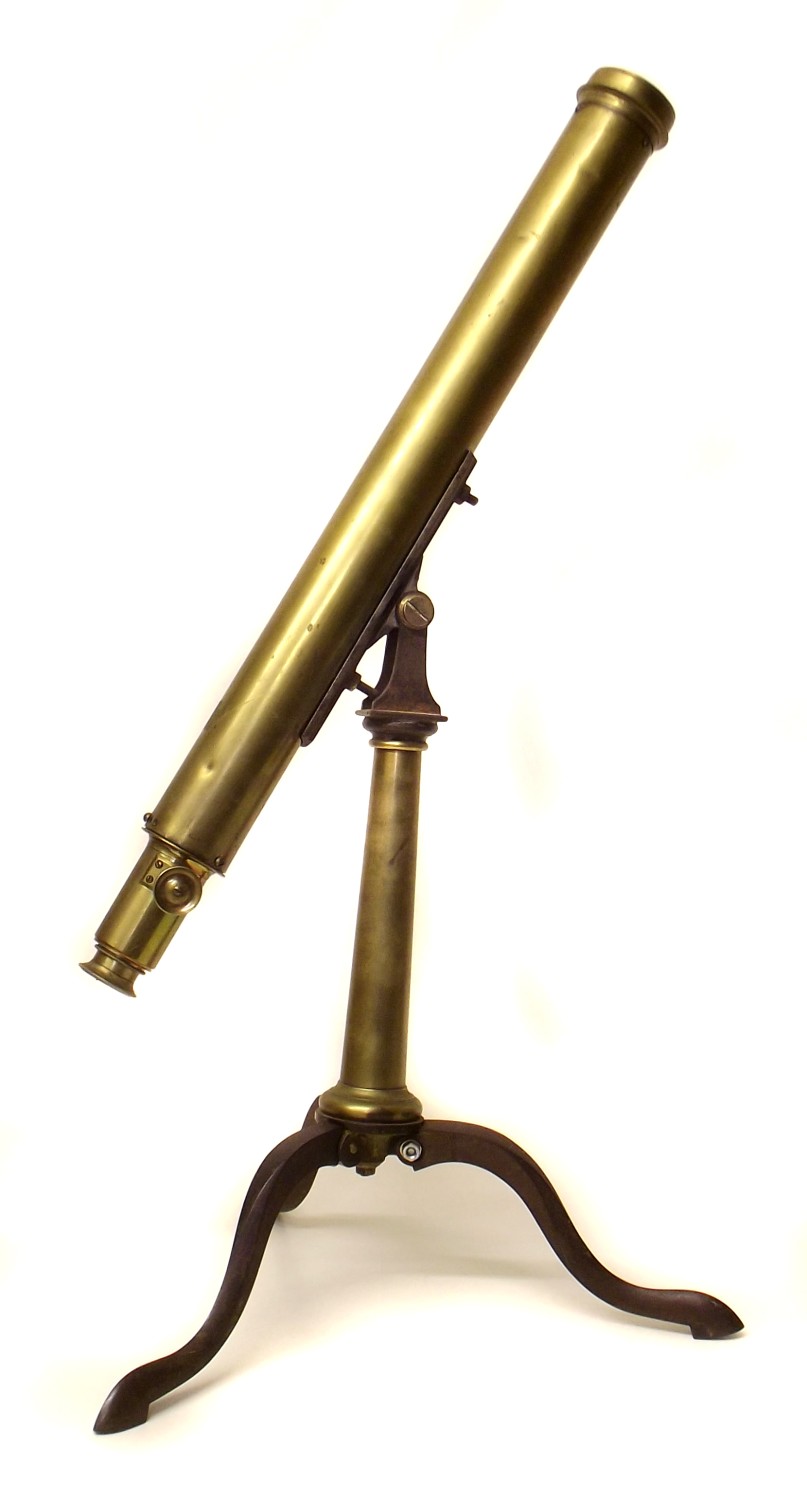 A brass refractor telescope, by husband`s, 6 St Augustine’s parade, Bristol on a columnar stand with