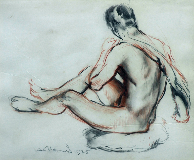 George Herbert Buckingham Holland (British, 1901-1986), Seated male, signed and dated 1925, charcoal