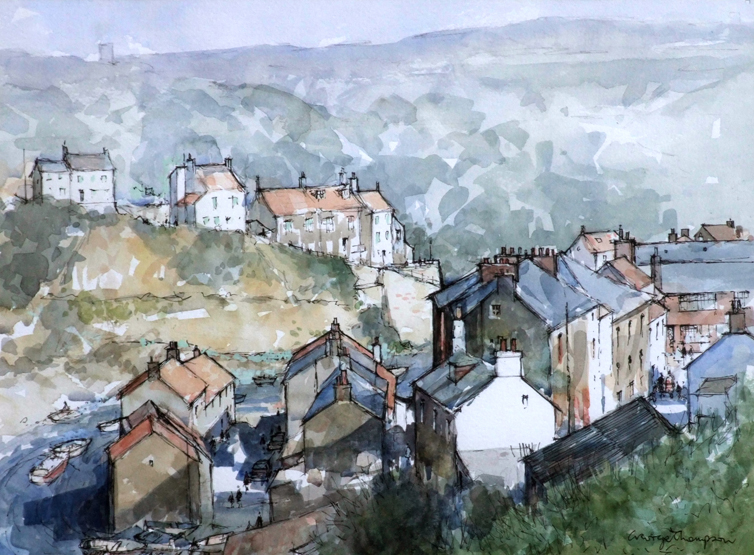 George Thompson, 20th century, "Staithes, Yorkshire", signed, titled and dated `95 on verso,