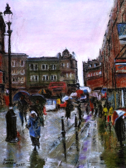 Howard Barrow, 20th century, "Market Street, Wigan", signed and dated 2012, pastel, 46.5 x 34.
