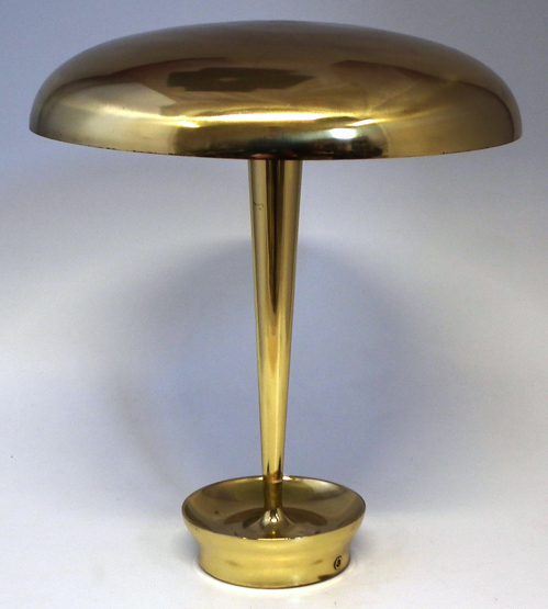 1950`s style brass table lamp brass shade 45cm high Condition report: Surface scratches, dent to