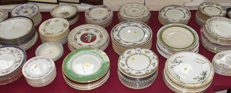 Large collection of plates and bowls by Minton and other factories, various patterns,