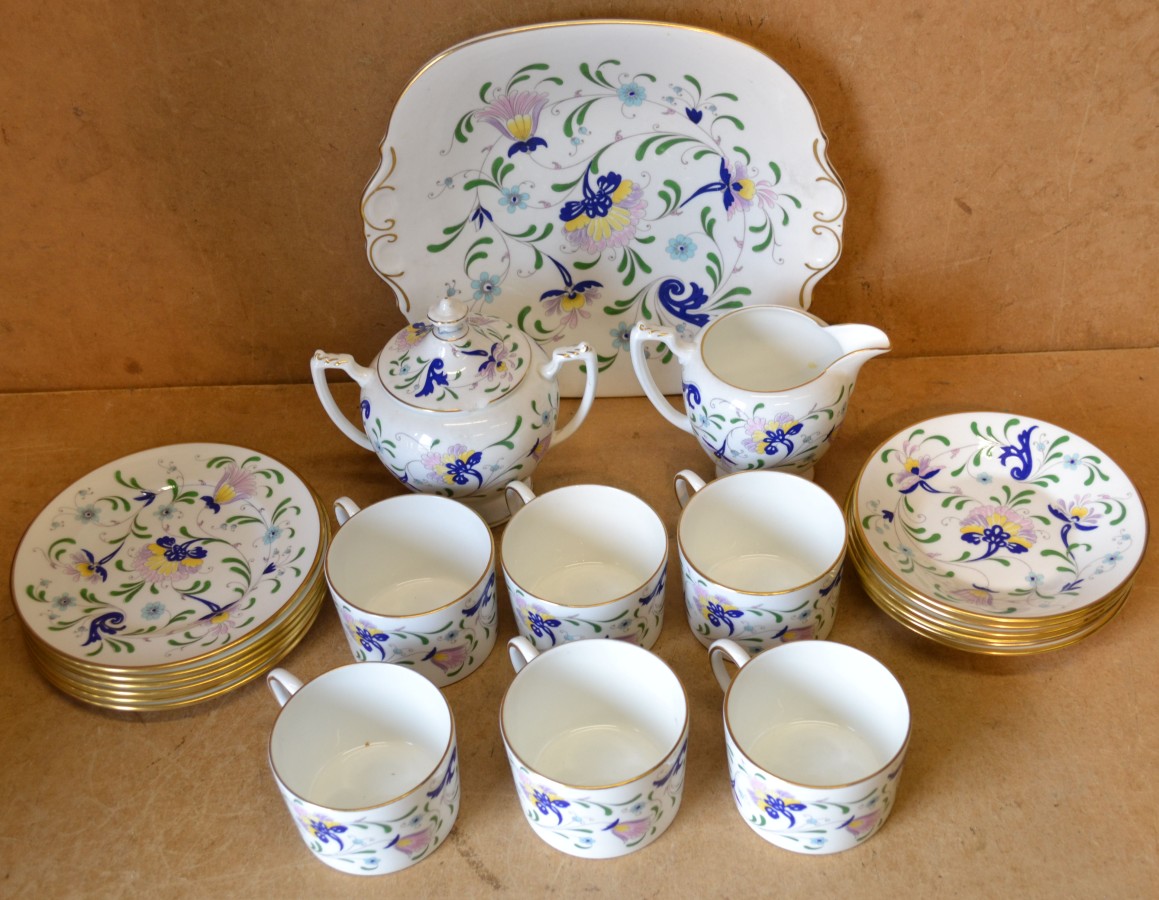 A Coalport `Pageant` Pattern Coffee Service comprising milk jug, sugar bowl (cover chipped), 6 cups,