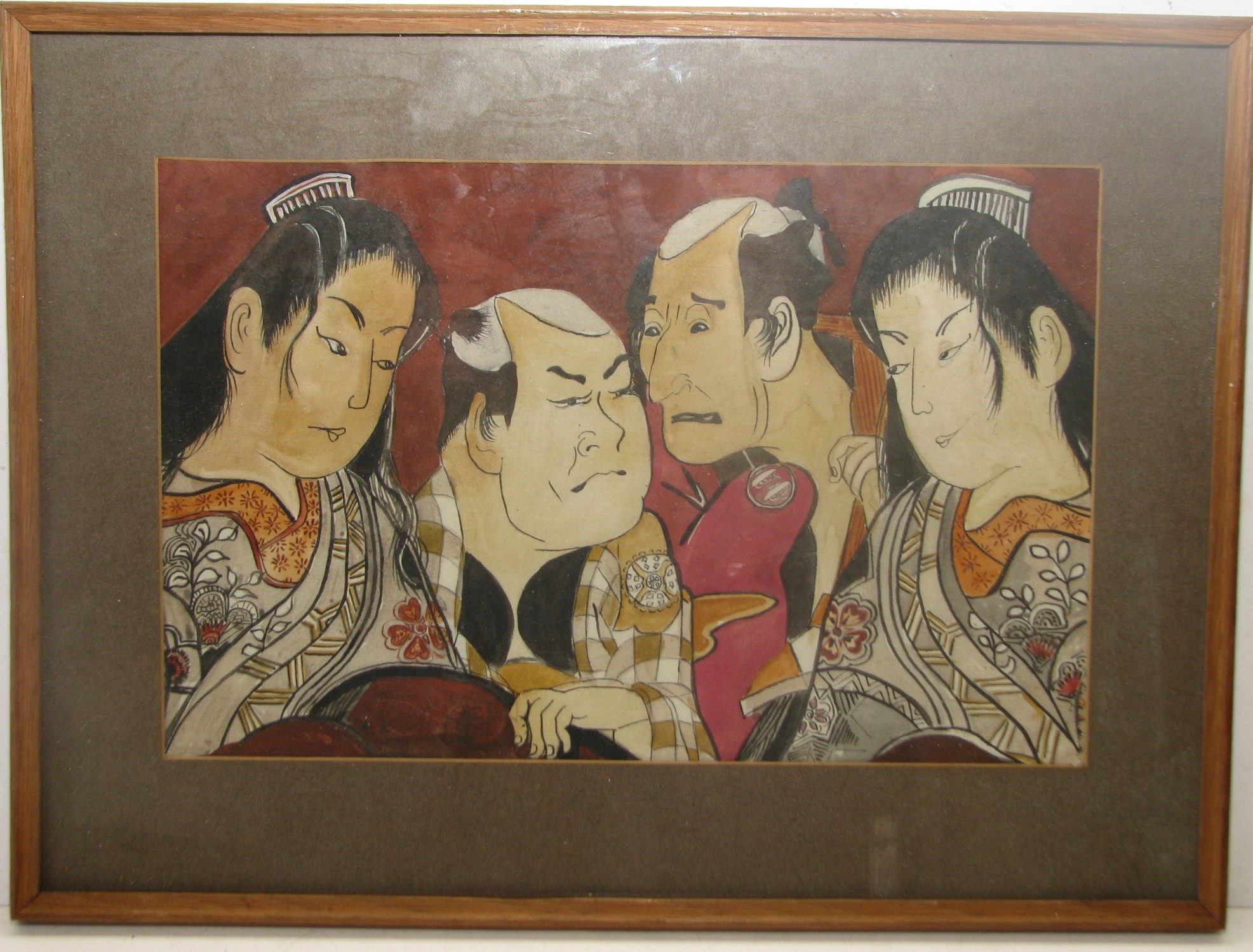 An Oriental Heightened Print After Katisha "The Mikado", in oak frame, 18cm x 28cm