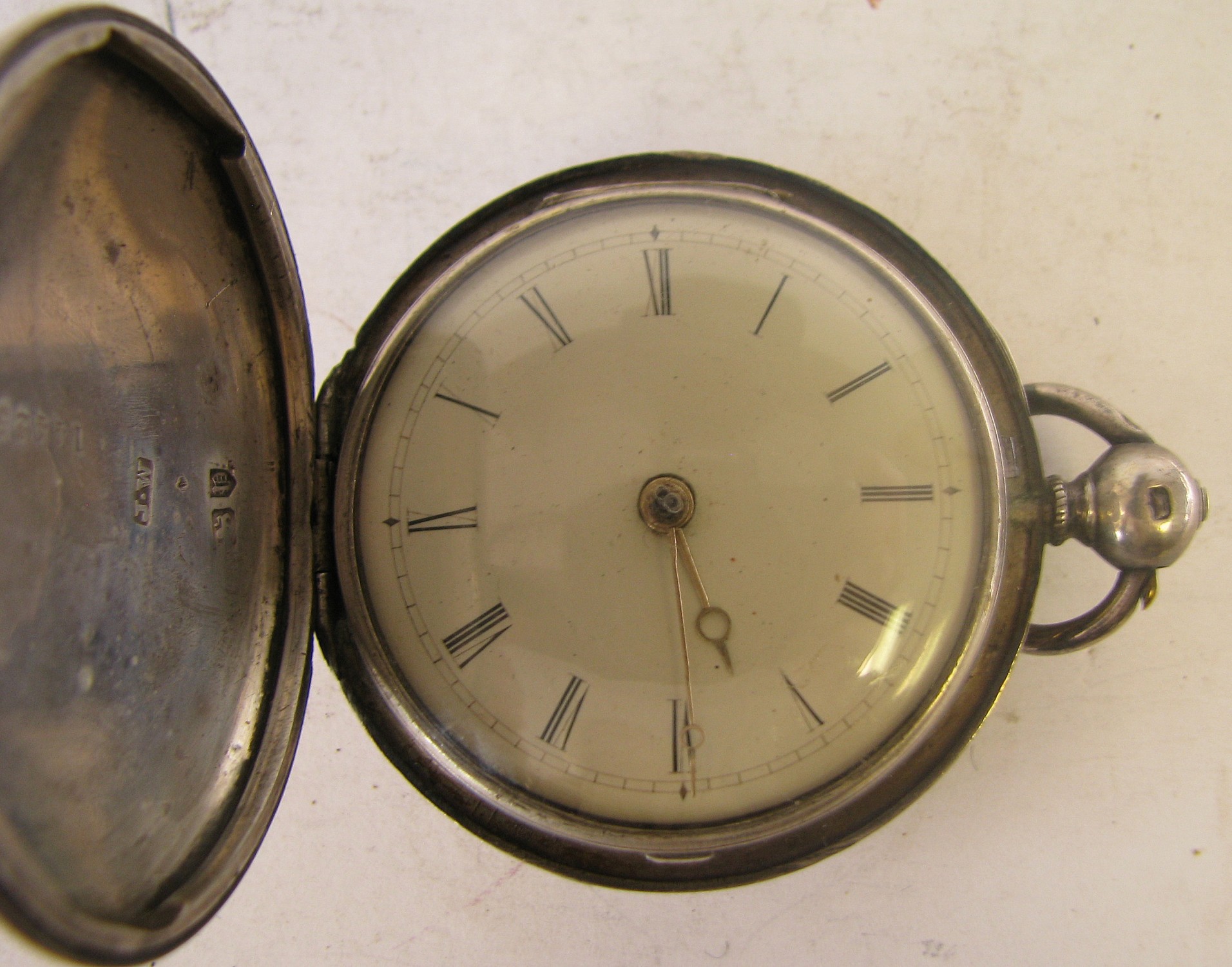 W. Owen, Oswestry, Silver Open Faced Pocket Watch having white enamelled dial with Roman numerals