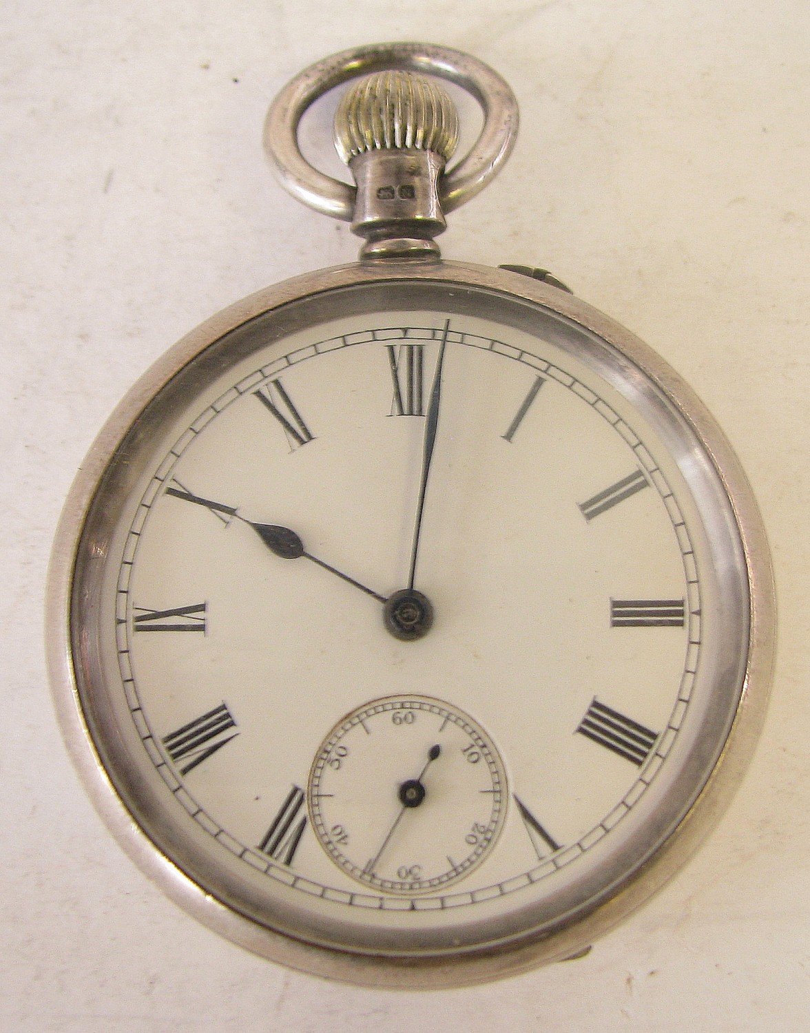 J. Fernley, Warrington, Silver Open Faced Pocket Watch having white enamelled dial with seconds dial