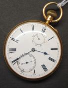 18ct gold open face keyless pocket watch, the movement signed `Langford` Number 4376 and