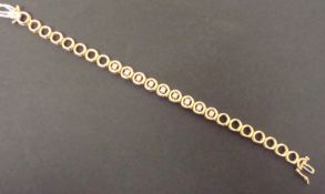 14ct gold bracelet set with diamonds, approx 17g