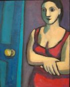 ANITA KLEIN oil on board `Lady In Doorway` (self portrait), provenance Bozar Gallery, Bath,