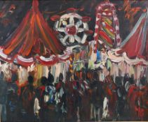 MICHAEL QUIRKE oil on canvas `The Hampstead Fair`, 40cm x 51cm, signed