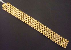 18ct gold brick link bracelet 19cm, stamped `750`, approx 51g