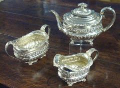 Three piece Georgian tea service, approx 54oz possibly Edward Barnard, please note silver marks ot