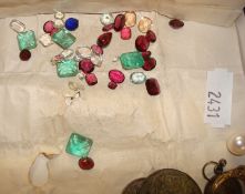 Collection of various gemstones and other objects