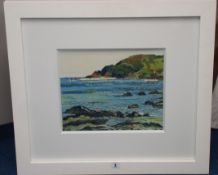 FRED YATES (1922-2008) oil on board `Looe Island` signed and titled to verso, 26cm x 31 cm