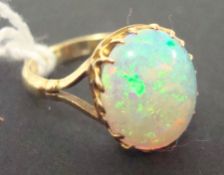 18ct antique opal ring, ring size J