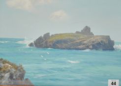 F.J. WIDGERY (1861-1942) A pair of coastal seascape gouache paintings, signed, 25.5cm x 35.5cm