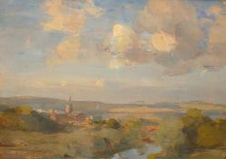 WILLIAM MILLER FRAZER (1841-1961) `Rural Landscape` oil on board, 24cm x 35cm