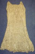 1920s/30s `flapper dress` set with sequins, condition poor, strap damaged. Also a wedding veil and