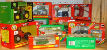 Collection of various Britain`s die cast 1/32 scale models of farmyard machinery and tractors