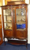 1920s mahogany two door display cabinet, approx 190cm high