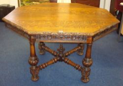 A Victorian carved oak centre table , 122cm wide