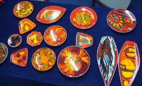 Collection of 15 Poole Pottery Delphis design plates and dishes