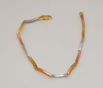 Foreign multi coloured gold link bracelet approximately 5.2g, 16cm long