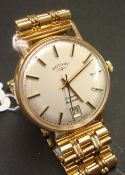Gents 9ct gold Rotary wristwatch with 9ct gold bracelet, 21 jewels, automatic with date window and