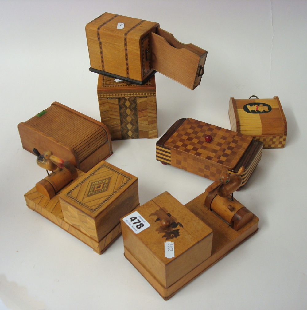 Various novelty wood cigarette boxes