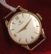 Ladies 9ct gold Omega wristwatch, lacks bracelet, in original box