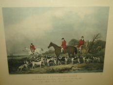 Pair of hunting prints including `The Berkshire Hunt` after JOHN GOODE engraved by R WOODMAN, 41cm x