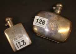 Two silver hip flasks inscribed `Sufficient unto The Day`, approximately 4.99 oz