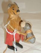 German Schuco clockwork bear and mouse toy with original key