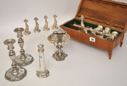 Set of 12 cast white metal table settings in the form of dolphins in original fitted box, together