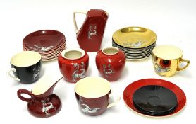 Collection of Crown Devon pegasus design ceramics, various colours, approx 28 pieces