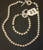 Tiffany bead necklace and matching bracelet set