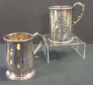 Two silver christening mugs including Victorian, one with inscription dated 1923, approximately 9.