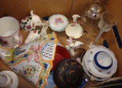 Plichta ware, antique air twist cordial glass, damaged, Quimper wall pocket, and other chinaware and