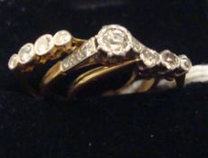 Three 18ct gold and diamond set dress rings