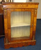 Victorian walnut and marquetry peer cabinet with ormolu mounts, 81cm wide