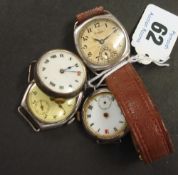 Four various silver traditional pocket watches, as found, including Everite