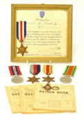 Group of five World War Two medals to Sgt R.E, Froud No 5349957 with 21st Army Group certificate,