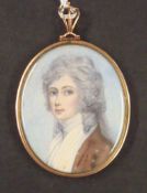 19th century oval portrait miniature, the reverse with paper label inscribed `Lady Northwick,