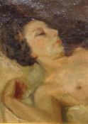 20th century Italian School, oil, Study of a Nude, 24cm x 15cm together with a small 20th century
