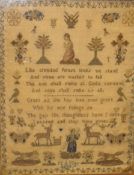 A 19th century needlework Sampler by Mary Ann May, Aged 11, Provenance Mary Ann May (1848-1928) is