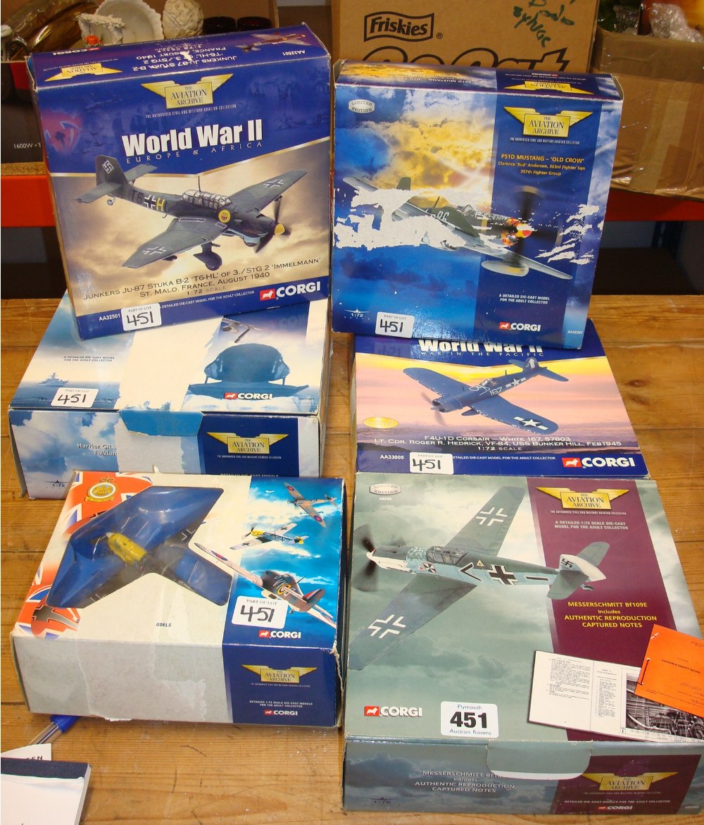 Six Corgi scale Aviation Archive models (boxed)