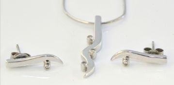 9ct white gold necklace and ear ring set